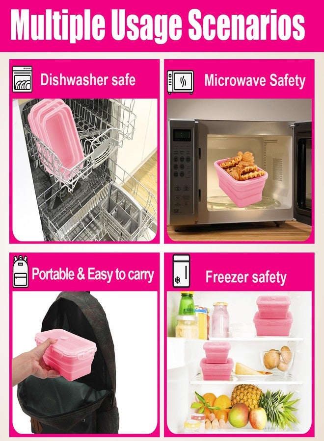 Bgtecho 4 Pack Collapsible Silicone Food Storage Containers with Lids, Silicone Lunch Box for Kitchen, Foldable Collapsible Meal Prep Container, Microwave, Freezer & Dishwasher Safe, BPA Free - Image 5