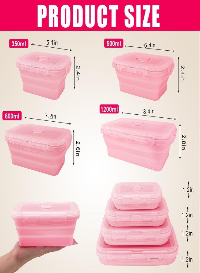 Bgtecho 4 Pack Collapsible Silicone Food Storage Containers with Lids, Silicone Lunch Box for Kitchen, Foldable Collapsible Meal Prep Container, Microwave, Freezer & Dishwasher Safe, BPA Free - Image 2
