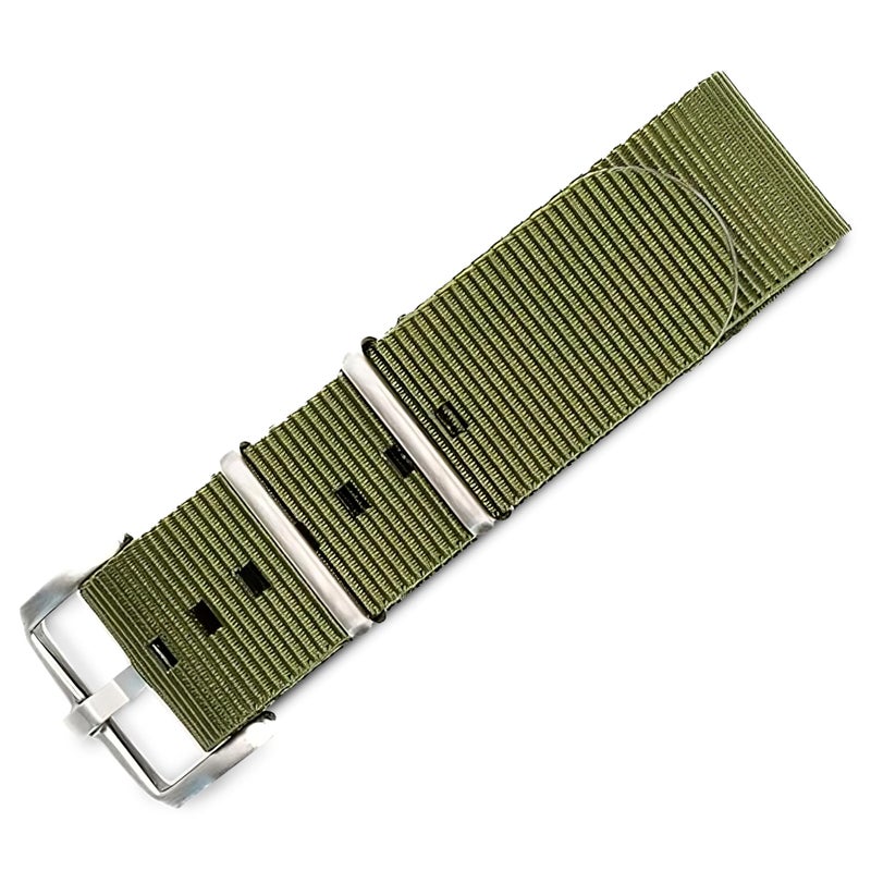 BluShark Original Collection MilitaryStyle Waterproof Watch Strap Fits All Timepiece Brands Durable Nylon Wristwatch Accessories Army Green 22mm Brushed Buckle - Image 2