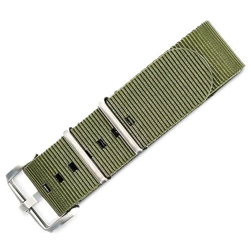 BluShark Original Collection MilitaryStyle Waterproof Watch Strap Fits All Timepiece Brands Durable Nylon Wristwatch Accessories Army Green 22mm Brushed Buckle - Image 1