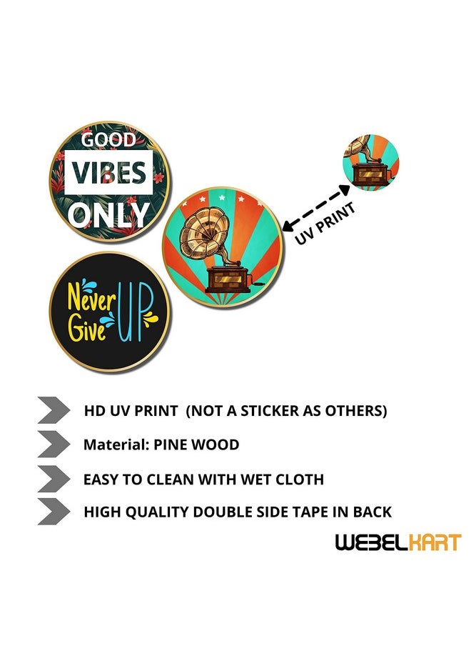 Webelkart Webelkart Set of 3 Motivational Retro MDF Board UV Textured Painting for Wall, Office, Study Room Decoration Paintings, Size - 15.50 x 15.50 INCH  - Image 2