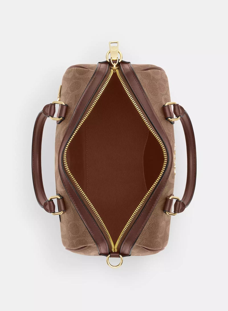 coachoutlet Coach Rowan Satchel Bag In Signature Canvas, Women's Tote Bag, Women's Shoulder Bag, Women's Hand Bag, Women's Travel Bag, Brown - Image 3