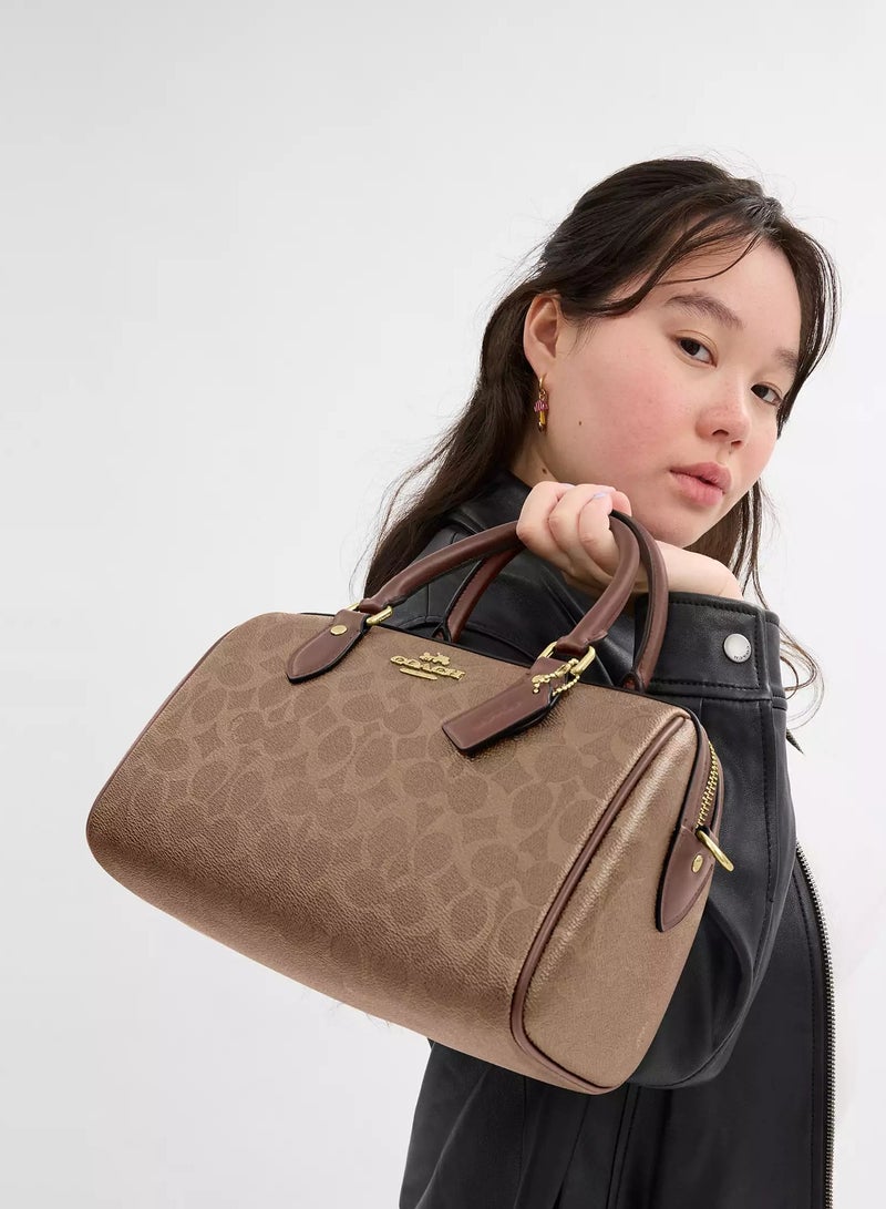 coachoutlet Coach Rowan Satchel Bag In Signature Canvas, Women's Tote Bag, Women's Shoulder Bag, Women's Hand Bag, Women's Travel Bag, Brown - Image 5