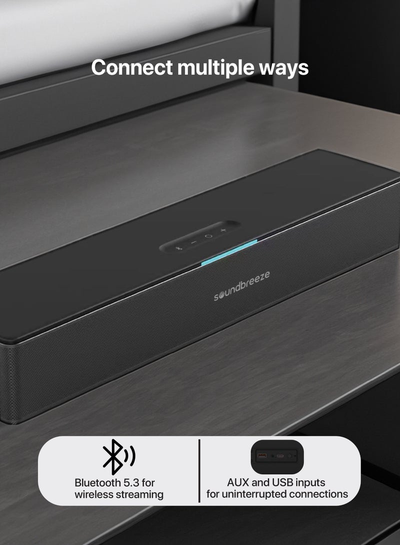 Seeken Soundbreeze Studio 30 Bluetooth Speaker Sound Bar with Built-in Subwoofer | 30-Inch Wireless HiFi Home Theater Audio System for TV & Video | Portable ABS Design with AUX & USB Connectivity - Image 2