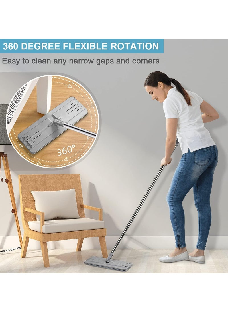 M.A&F's Flat Mop and Bucket with Spinner, with 3 Washable Microfiber Wipes - Wet & Dry Use, Floor Cleaning System - Image 3