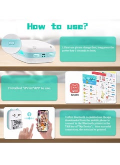 Houmt Label Maker Mini Photo Printer Bluetooth Inkless Printer with 1 Roll Thermal Printing Paper Compatible with iOS Android Small Pocket Printer for Photo Notes Receipt Memos  - Image 2