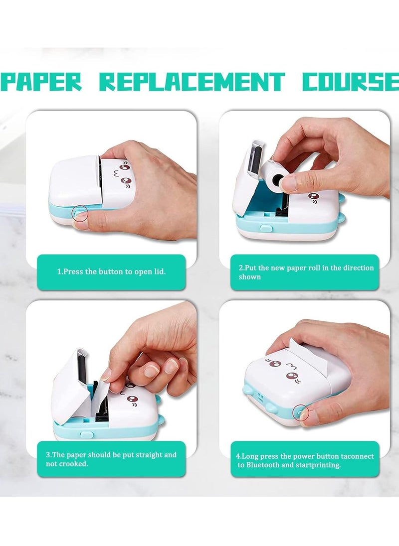 Houmt - Label Maker Mini Photo Printer Bluetooth Inkless Printer with 1 Roll Thermal Printing Paper Compatible with iOS Android Small Pocket Printer for Photo Notes Receipt Memos - Image 1