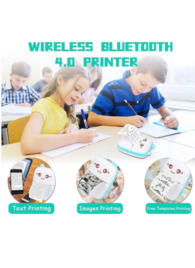 Houmt - Label Maker Mini Photo Printer Bluetooth Inkless Printer with 1 Roll Thermal Printing Paper Compatible with iOS Android Small Pocket Printer for Photo Notes Receipt Memos - Image 1