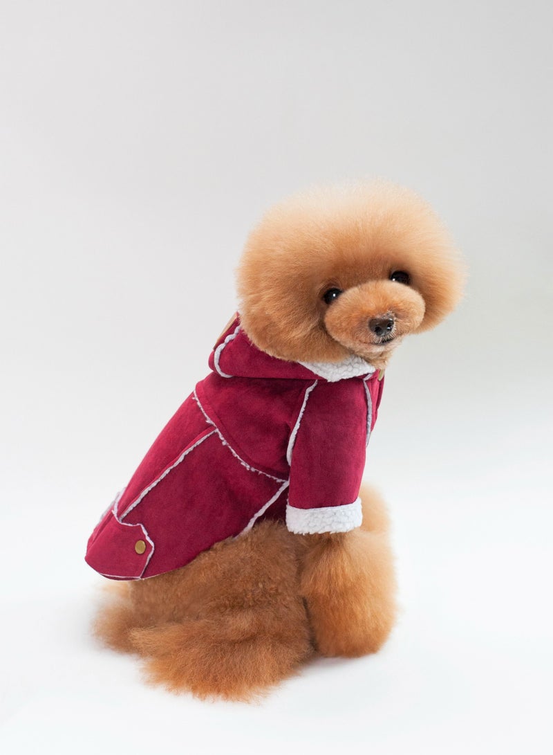A pet dog wears a coat and a hat Red - Image 2