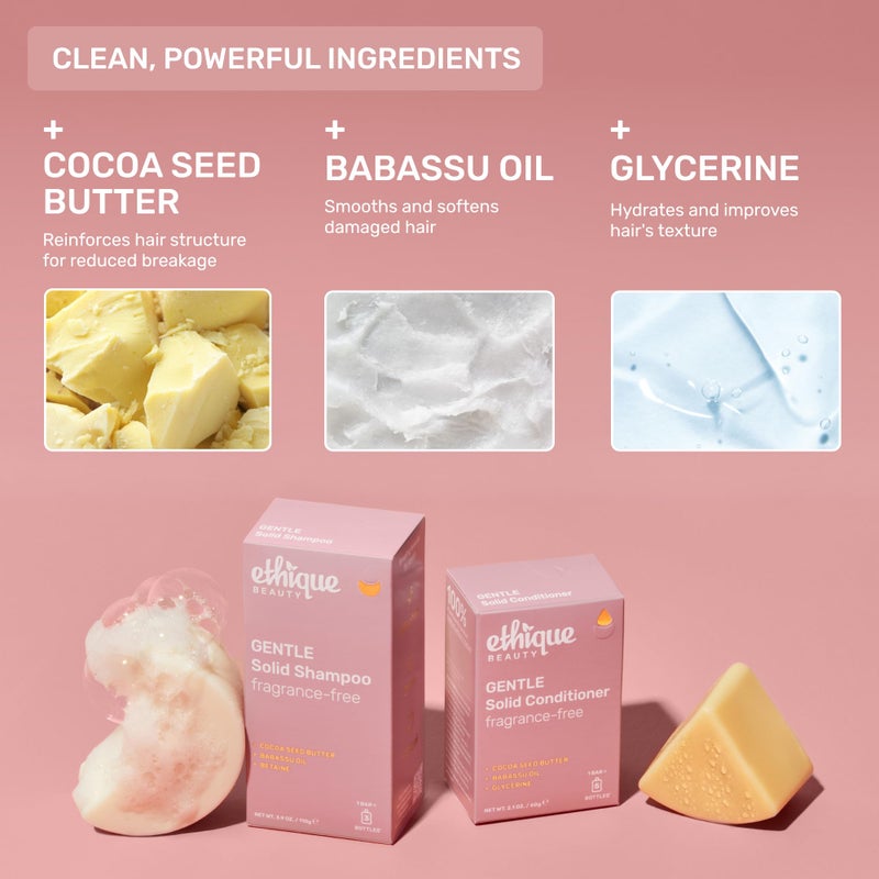 Ethique Gentle Unscented Shampoo Bar with Cocoa Butter - Plastic-Free, Cruelty-Free, Vegan, 3.88 oz - Formerly Bar Minimum - Image 4