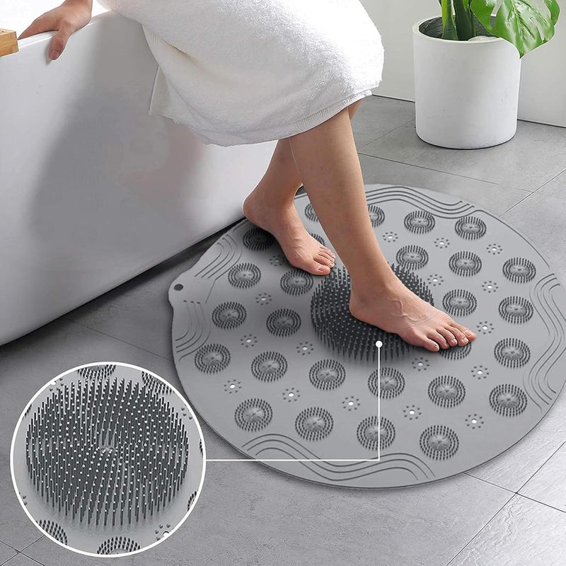 Veentus Bath Massage Mat, Silicone Shower Bath Mat Anti Slip Bathtub Bathroom Met with Suction Cup, Drain Hole & Anti Skid Non-Slippery Rubber Floormat for Toilet Kitchen Bathroom (Pack of 1 PIS) - Image 2