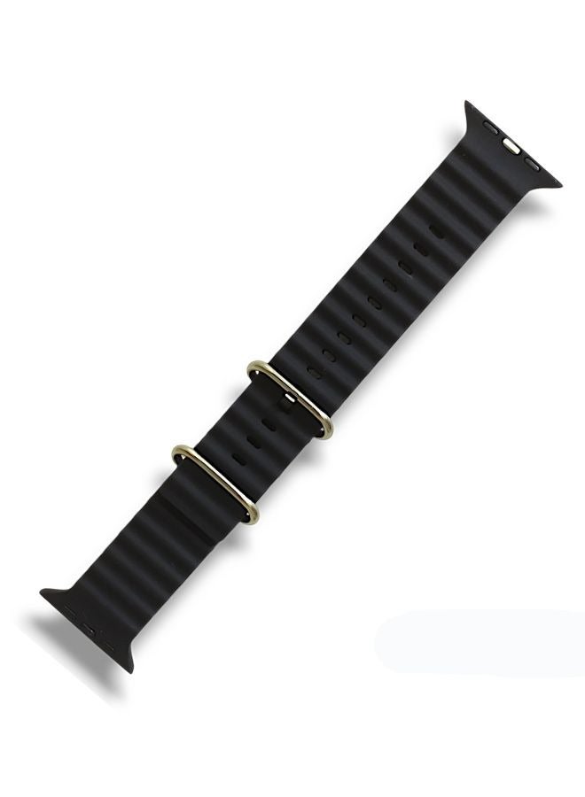 Silicone band for smart watches, size 42/44/45/49 mm, black color - Image 1