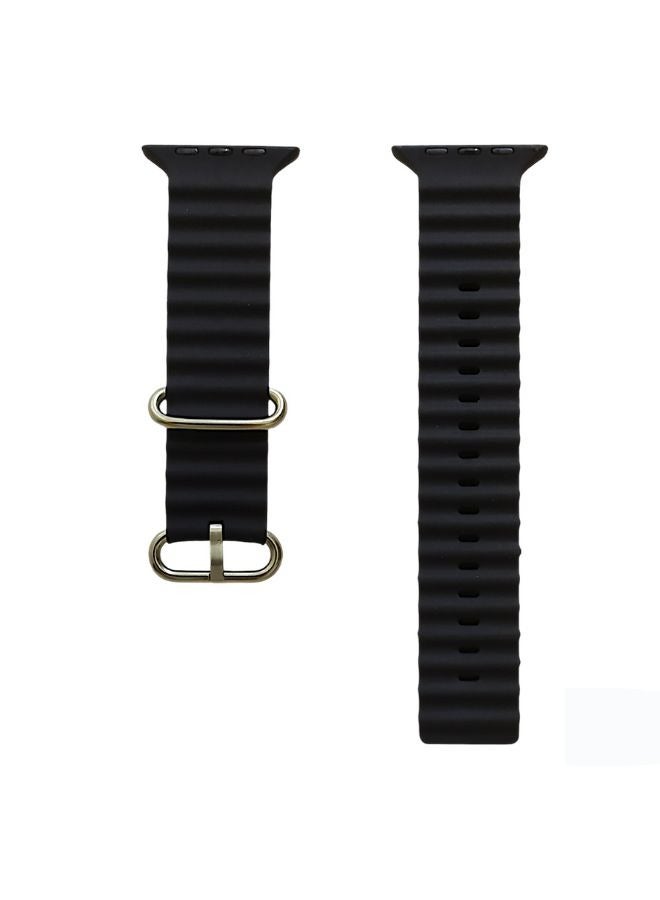 Silicone band for smart watches, size 42/44/45/49 mm, black color - Image 2