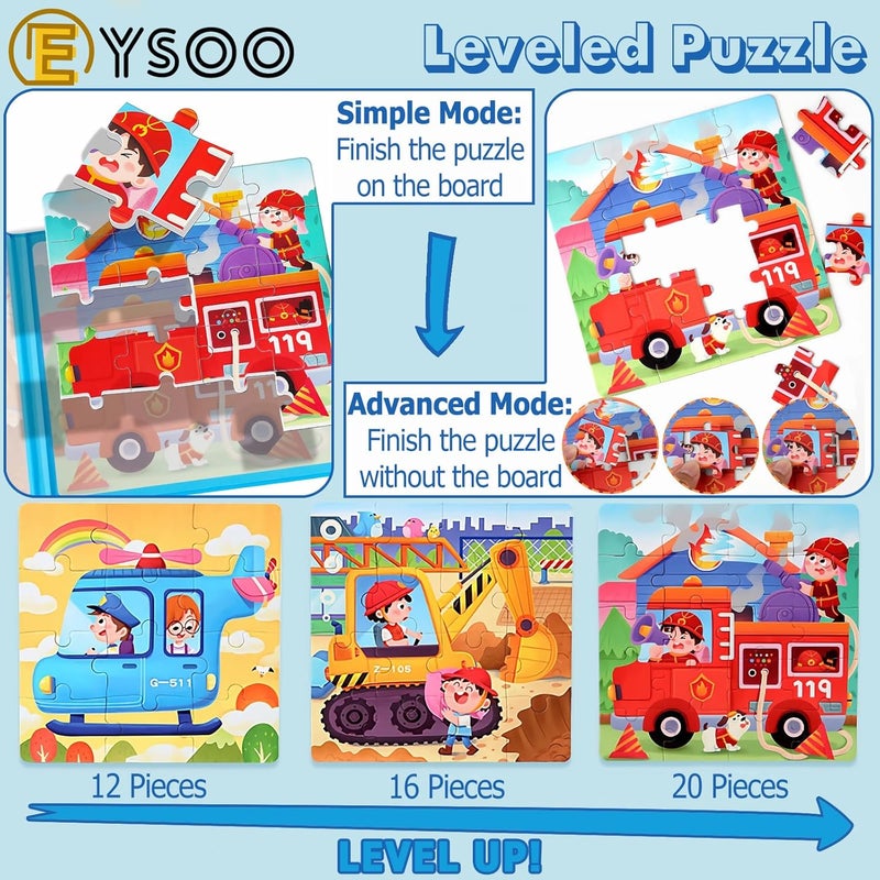 EYSOO Magnetic Jigsaw Puzzles 3 Pack Jigsaw Puzzle for Kids 12+16+20 PCS Toddler Puzzles Portable Travel Toy for 3+ Kids Boys Girls (Level 2-A) - Image 3