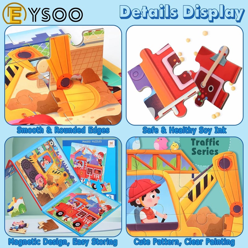 EYSOO Magnetic Jigsaw Puzzles 3 Pack Jigsaw Puzzle for Kids 12+16+20 PCS Toddler Puzzles Portable Travel Toy for 3+ Kids Boys Girls (Level 2-A) - Image 5