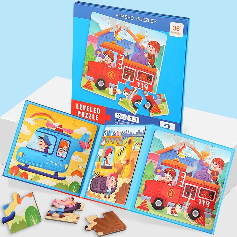 EYSOO Magnetic Jigsaw Puzzles 3 Pack Jigsaw Puzzle for Kids 12+16+20 PCS Toddler Puzzles Portable Travel Toy for 3+ Kids Boys Girls (Level 2-A) - Image 1