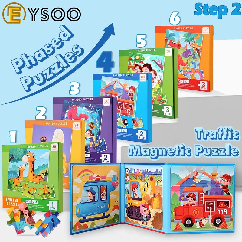 EYSOO Magnetic Jigsaw Puzzles 3 Pack Jigsaw Puzzle for Kids 12+16+20 PCS Toddler Puzzles Portable Travel Toy for 3+ Kids Boys Girls (Level 2-A) - Image 2