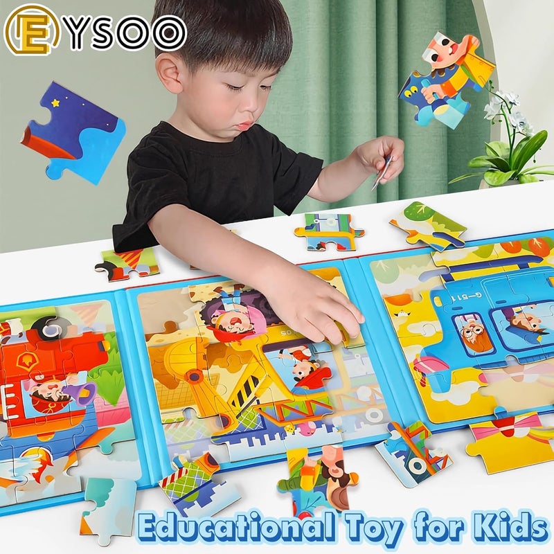 EYSOO Magnetic Jigsaw Puzzles 3 Pack Jigsaw Puzzle for Kids 12+16+20 PCS Toddler Puzzles Portable Travel Toy for 3+ Kids Boys Girls (Level 2-A) - Image 4