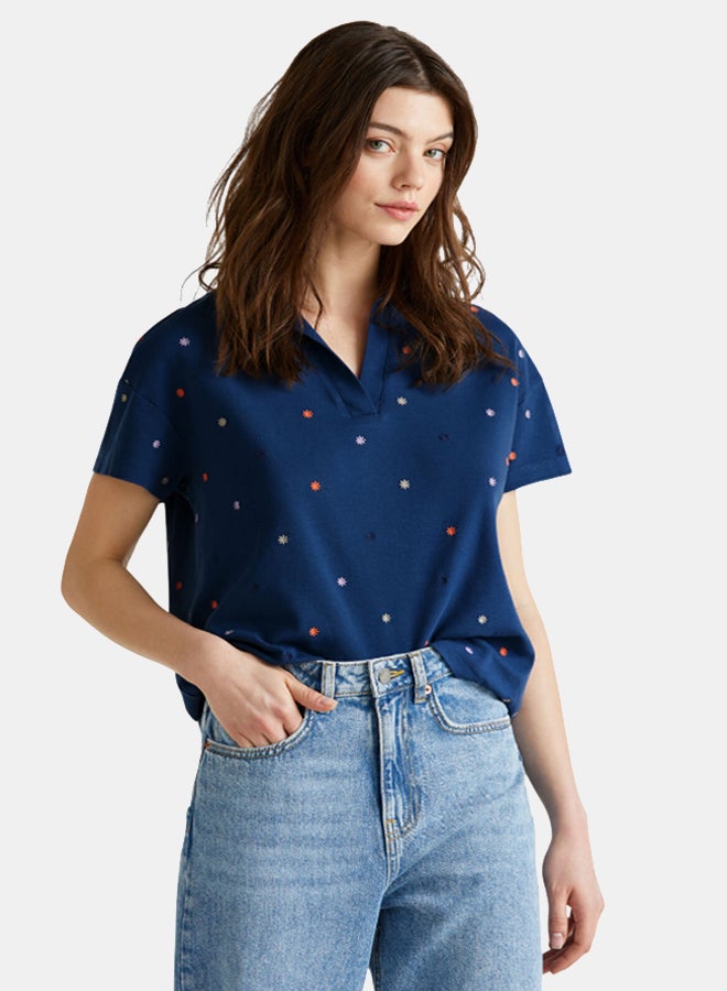 Benetton Polo With Flower Embroidery  - Image 1