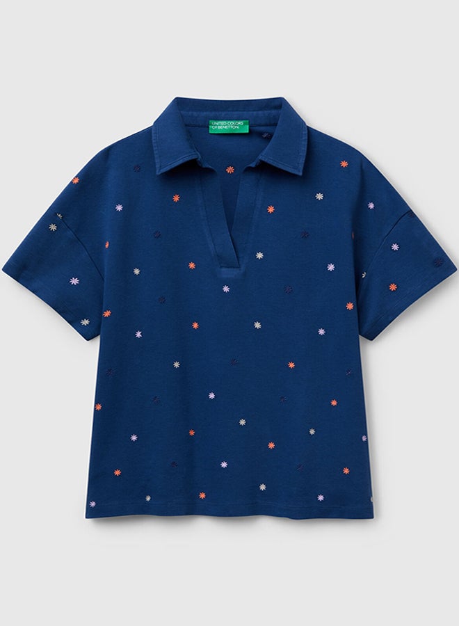 Benetton Polo With Flower Embroidery  - Image 3