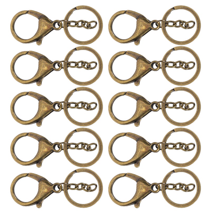 10Pcs Key Chain Plating Non Fading Simple Keychain Bag Buckle Lobster Clasp Hook(Antique Brass ) - Image 3
