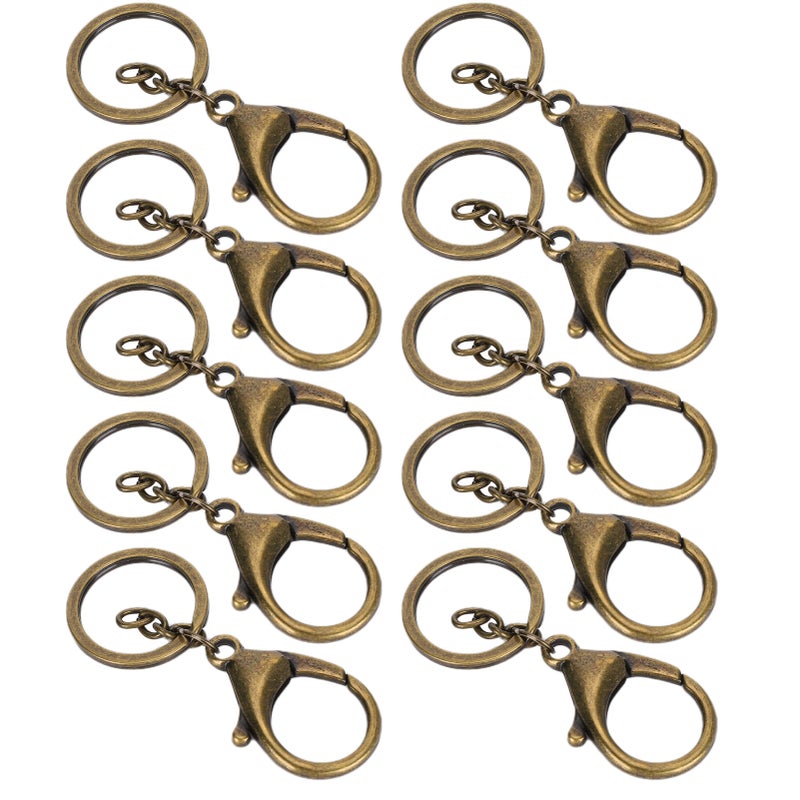 10Pcs Key Chain Plating Non Fading Simple Keychain Bag Buckle Lobster Clasp Hook(Antique Brass ) - Image 2