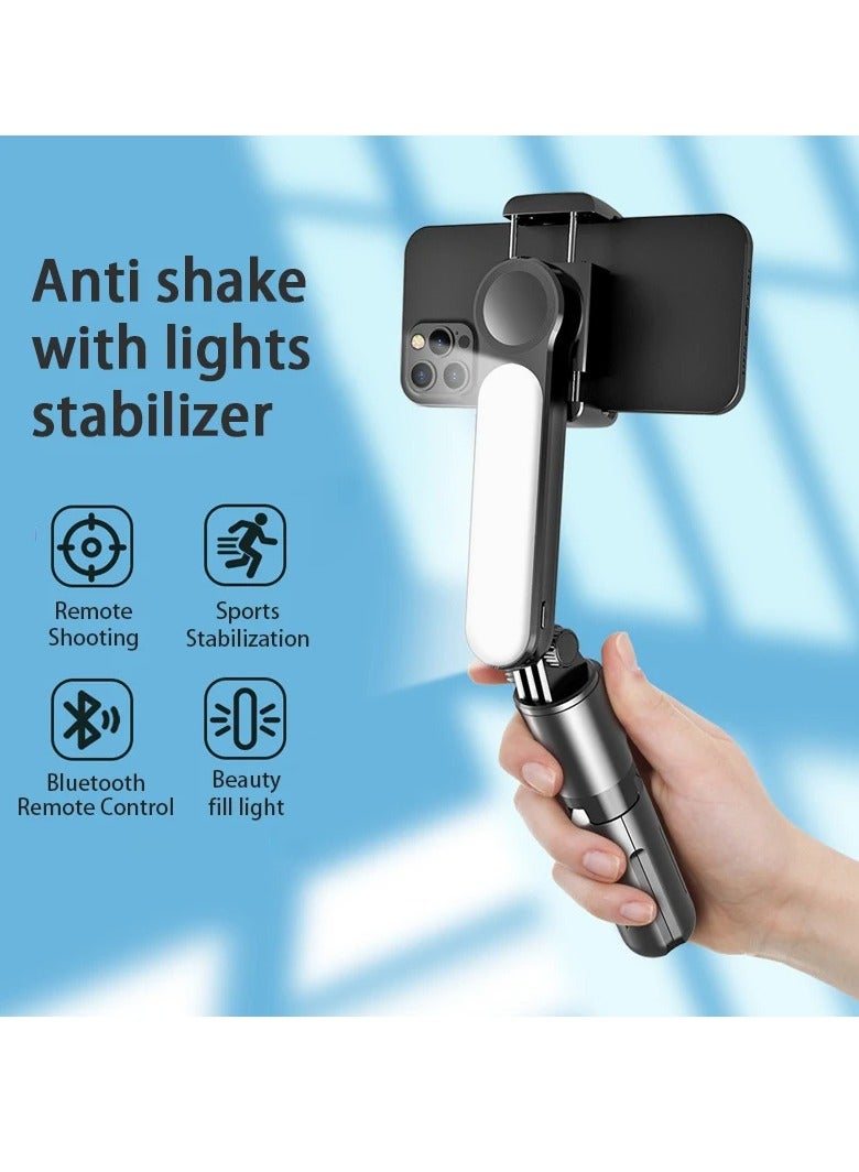 AROAQ Selfie Stick, Handheld Gimbal Stabilizer Selfie Stick Holder, Lightweight And Portable Adjustable Fill Light Selfie Stand For Vlogging, Live Stream And Tourism Videos, (1pc, White) - Image 4
