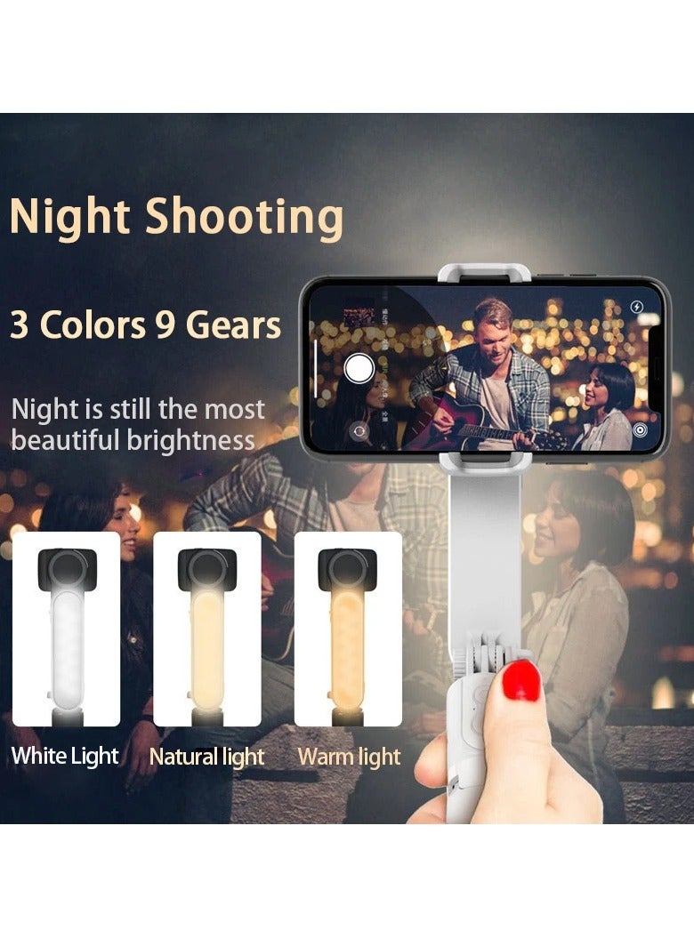 AROAQ Selfie Stick, Handheld Gimbal Stabilizer Selfie Stick Holder, Lightweight And Portable Adjustable Fill Light Selfie Stand For Vlogging, Live Stream And Tourism Videos, (1pc, White) - Image 5