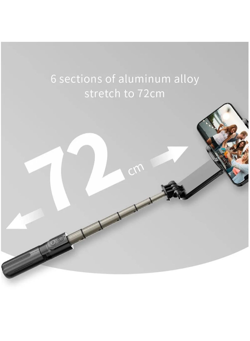 AROAQ Selfie Stick, Handheld Gimbal Stabilizer Selfie Stick Holder, Lightweight And Portable Adjustable Fill Light Selfie Stand For Vlogging, Live Stream And Tourism Videos, (1pc, White) - Image 2
