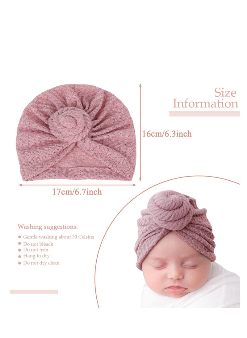 Captaintech Baby Turban Newborn Soft Beanie Girl Boys Breathable Big Bow Headband Infant Stretchy Hospital Hat Toddler Solid Color Head Wraps Photography Props Accessories - Image 3