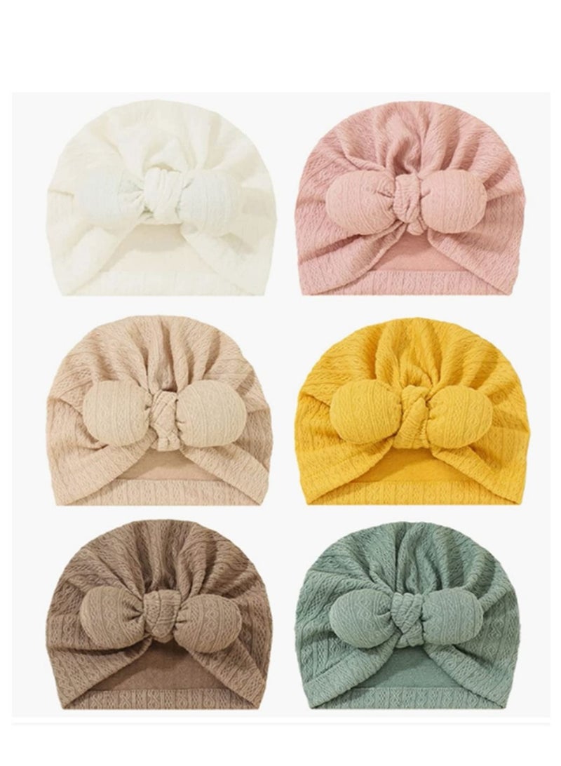 Captaintech Baby Turban Newborn Soft Beanie Girl Boys Breathable Big Bow Headband Infant Stretchy Hospital Hat Toddler Solid Color Head Wraps Photography Props Accessories - Image 1