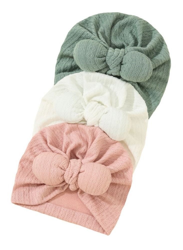 Captaintech Baby Turban Newborn Soft Beanie Girl Boys Breathable Big Bow Headband Infant Stretchy Hospital Hat Toddler Solid Color Head Wraps Photography Props Accessories - Image 5