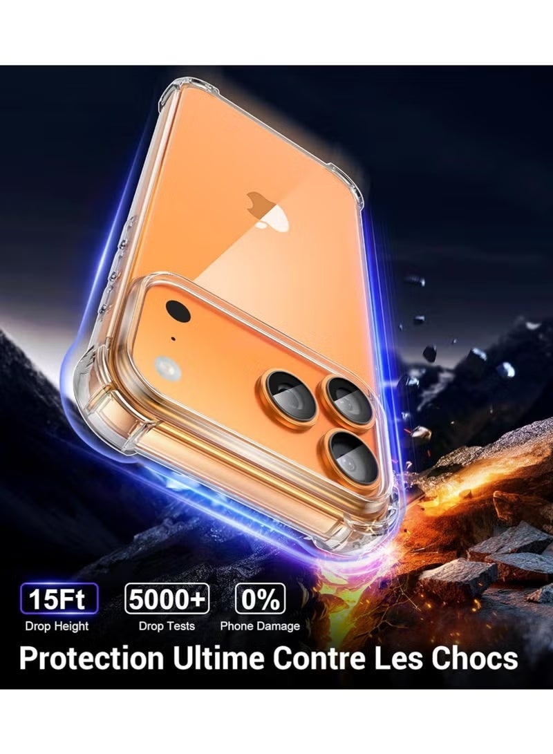 TIGER 4-in-1 iPhone 17 Pro / 17 Pro Max Case, Clear Slim Soft TPU Shockproof Cover with 2 Screen Protectors & 1 Camera Lens Protector, Anti-Scratch Silicone Phone Case - Image 3