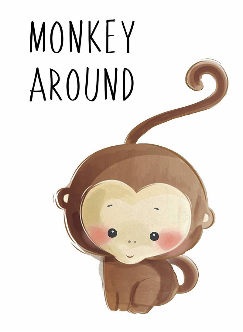 Excefore - Baby Jungle Theme Nursery Decor Pictures 6 Pack Cartoon Safari Animals Wall Art With Inspirational Quote For Baby Boys Girls Kids Bedroom Living Room Bathroom-Unframed - Image 1