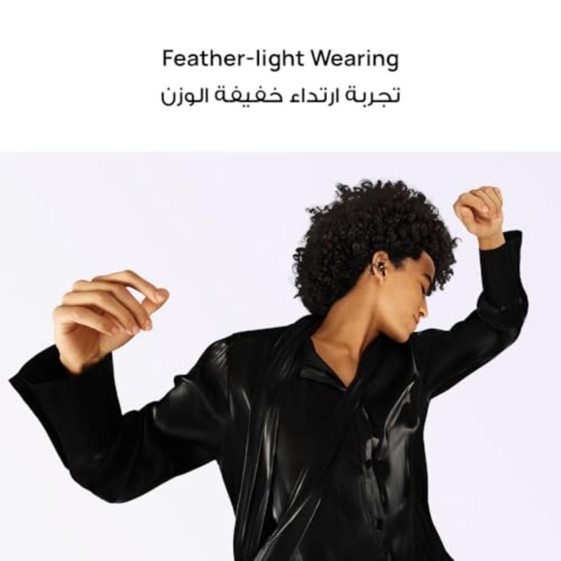 FreeClip، تصميم جمالي مبتكر، ارتداء خفيف كالريشة، استماع مفتوح الأذن، مكالمة واضحة تمامًا بالذكاء الاصطناعي، عمر بطارية طويل، اتصالات بجهازين، أسود - Image 4