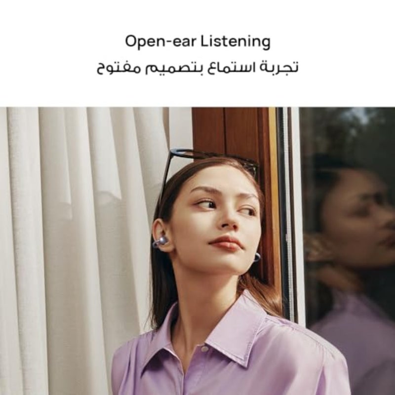 FreeClip، تصميم جمالي مبتكر، ارتداء خفيف كالريشة، استماع مفتوح الأذن، مكالمة واضحة تمامًا بالذكاء الاصطناعي، عمر بطارية طويل، اتصالات بجهازين، أسود - Image 5