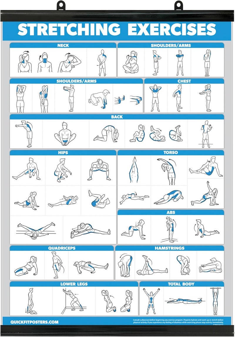 Palace Learning QUICKFIT Stretching Workout Exercise Poster - Stretch Routine (Laminated with Plastic Frame, 18" x 24") - Image 1