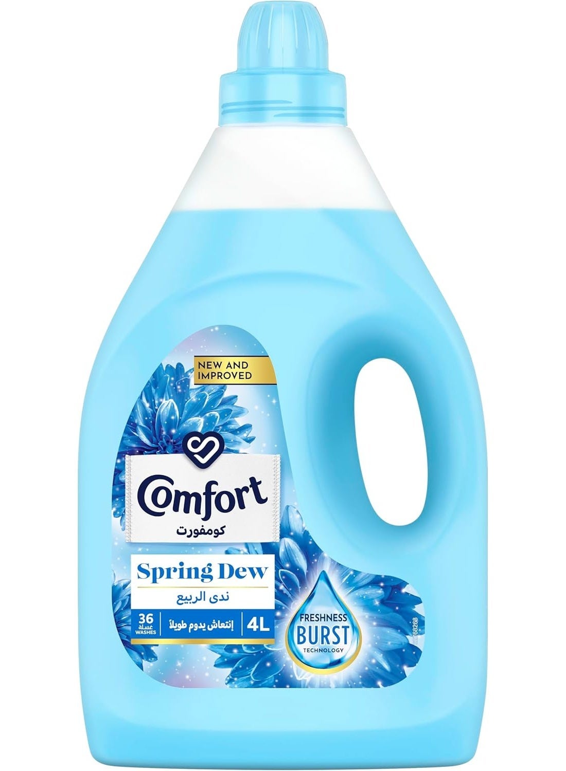 Comfort Fabric Softener, Spring Dew, 4L, With Freshness Burst Technology For Long Lasting Fragrance & Soft Clothes