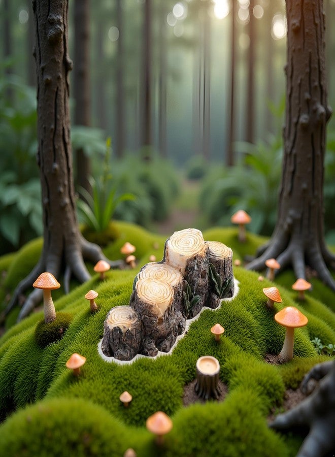 Jizlan Miniature Resin Stump Micro Landscape Fairy Garden Ornament Mini Doll House Outdoor Landscape Decor Outdoor Statues Garden Sculptures Outdoor Décor Miniature Landscape - Image 3