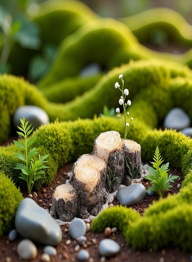 Jizlan Miniature Resin Stump Micro Landscape Fairy Garden Ornament Mini Doll House Outdoor Landscape Decor Outdoor Statues Garden Sculptures Outdoor Décor Miniature Landscape - Image 4