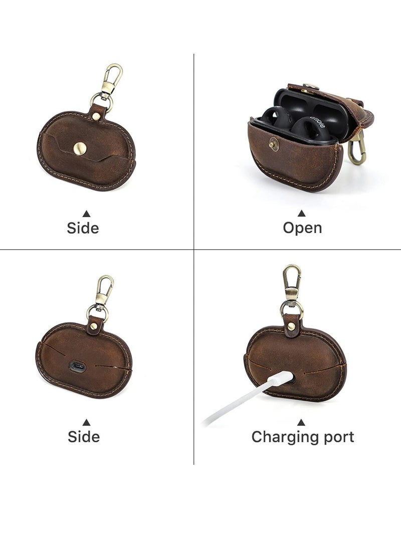 Applicable to the new Sony sony ambie earphone case, cowhide all-inclusive wireless bluetooth earphone case (brown) - Image 4