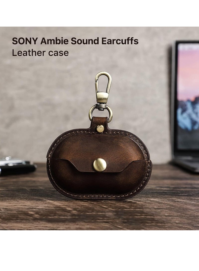 Applicable to the new Sony sony ambie earphone case, cowhide all-inclusive wireless bluetooth earphone case (brown) - Image 2