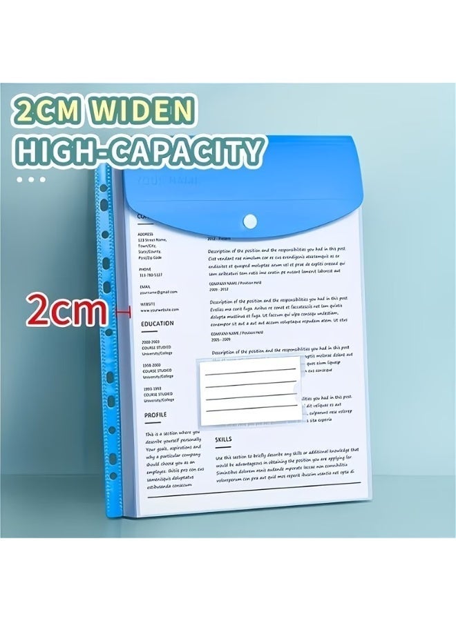 6-Piece Expandable Plastic Binder Bag, A4 Perforated Plastic Wallet Pocket With 11 Hole Puncher, Snap Closure And Label Insert - Suitable For 2/3/4 Ring Binders, Durable Folders, Essential For Office Organization - Image 3