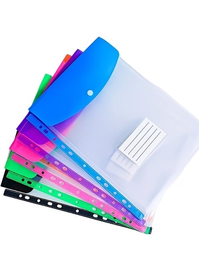 6-Piece Expandable Plastic Binder Bag, A4 Perforated Plastic Wallet Pocket With 11 Hole Puncher, Snap Closure And Label Insert - Suitable For 2/3/4 Ring Binders, Durable Folders, Essential For Office Organization - Image 5
