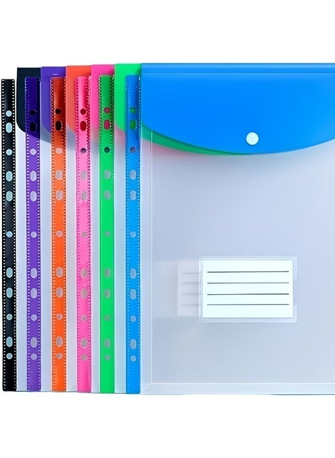 6-Piece Expandable Plastic Binder Bag, A4 Perforated Plastic Wallet Pocket With 11 Hole Puncher, Snap Closure And Label Insert - Suitable For 2/3/4 Ring Binders, Durable Folders, Essential For Office Organization - Image 2