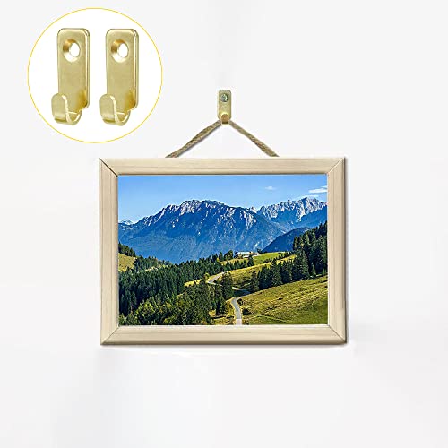 Adiyer 10pcs Heavy Duty J-Shaped Hangers 304 Stainless Steel Wall Mounted Mini J Hook for Mirror Picture Frames Hanging Wire/D Rings/Keyhole Hangers (Gold) - Image 5