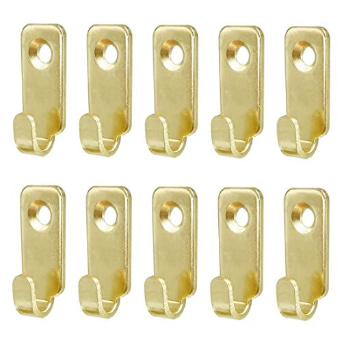 Adiyer 10pcs Heavy Duty J-Shaped Hangers 304 Stainless Steel Wall Mounted Mini J Hook for Mirror Picture Frames Hanging Wire/D Rings/Keyhole Hangers (Gold) - Image 1