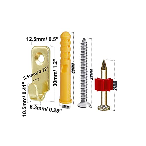 Adiyer 10pcs Heavy Duty J-Shaped Hangers 304 Stainless Steel Wall Mounted Mini J Hook for Mirror Picture Frames Hanging Wire/D Rings/Keyhole Hangers (Gold) - Image 2