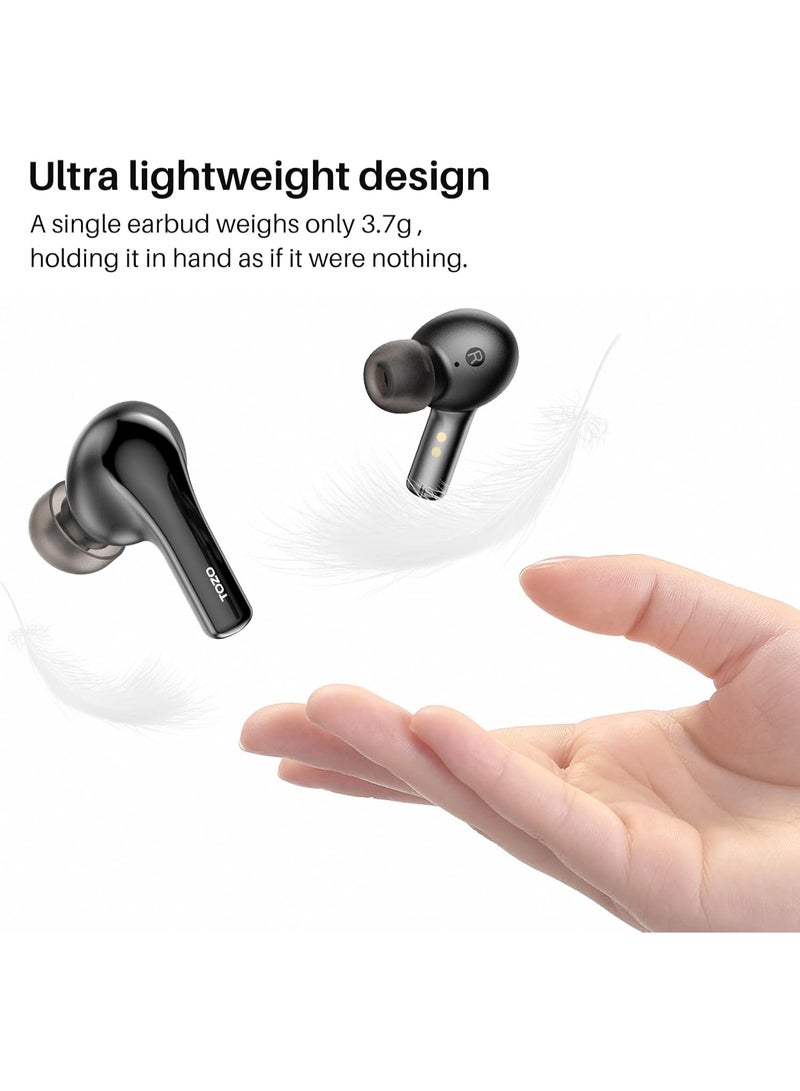 TOZO A2 Mini Wireless Earbuds Bluetooth 5.3 in Ear Light-Weight Headphones Built-in Microphone, IPX5 Waterproof, Immersive Premium Sound Long Distance Connection Headset with Charging Case, Black - Image 5