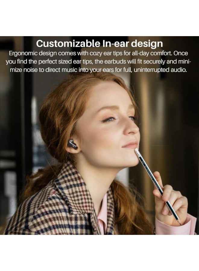 TOZO A2 Mini Wireless Earbuds Bluetooth 5.3 in Ear Light-Weight Headphones Built-in Microphone, IPX5 Waterproof, Immersive Premium Sound Long Distance Connection Headset with Charging Case, Black - Image 3
